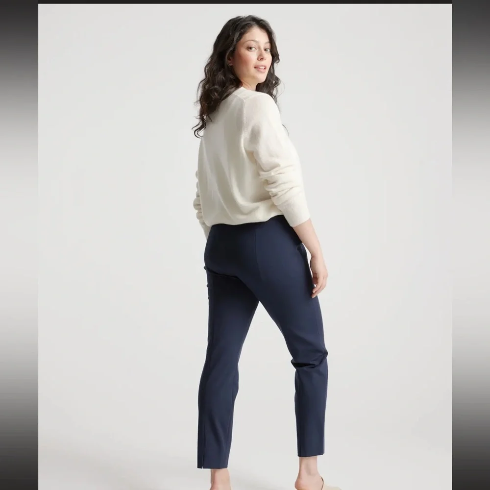 Quince SZ 8 Navy Ponte ultra stretch Pintuck Ankle Pants -NWOT - Never Worn! - Picture 2 of 13